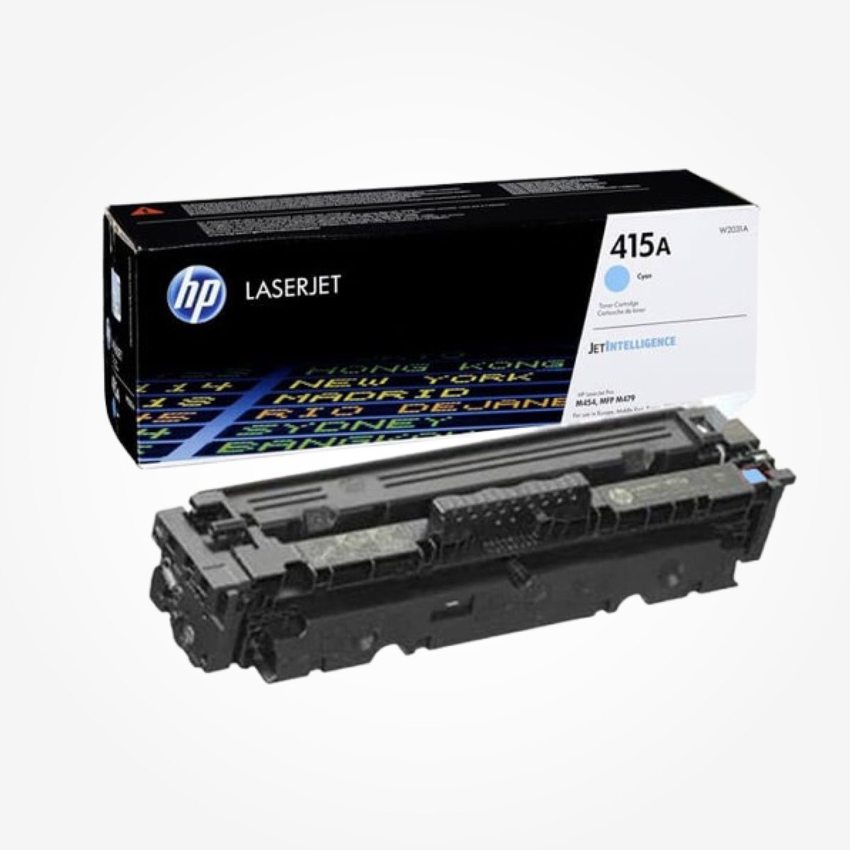 Boîtes de cartouches de toner HP sur un rayon